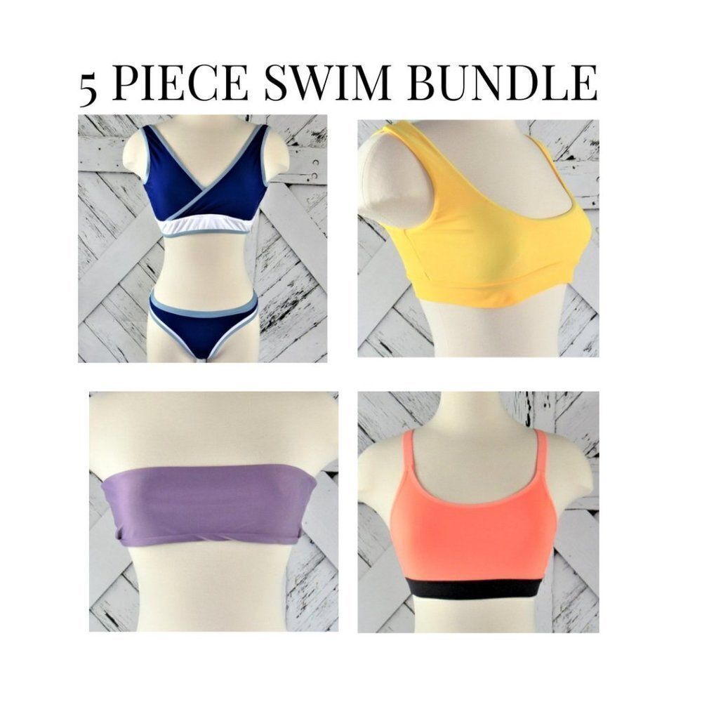 Swim Tops & Bottom Multiple Colors 5 piece Bundle See Description for Sizes